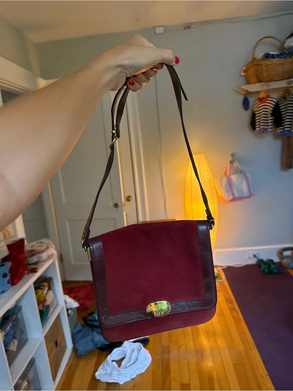 Vintage Burgundy Shoulder Bag - Women's Crossbody